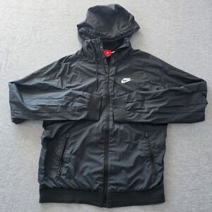 Nike Windrunner Hooded Windbreaker Jacket Black Mens Small 727324 010